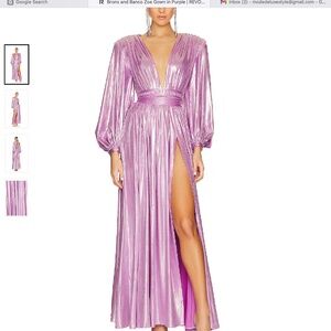 NWOT BRONX AND BANCO Zoe Metallic Blouson-Sleeve Gown Original Price: $550
